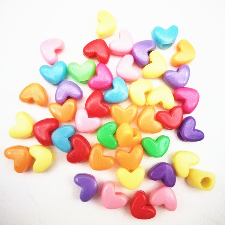 Diy手作りビーズアクセサリー卸売りカラープラスチック大穴愛珠直穴小桃心珠卸売り|undefined