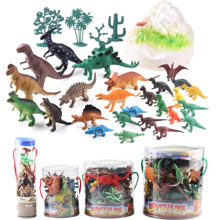 Barrel Large Medium Small size dinosaur Stegosaurus Tyrannosaurus model creative simulation animal toy combination suit