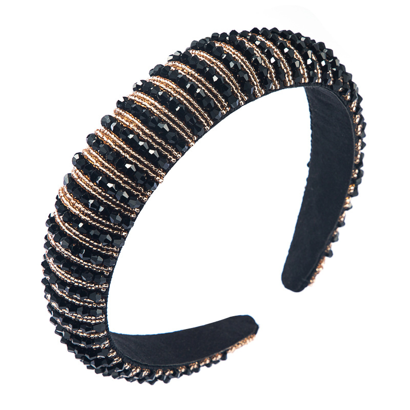 Homing Hair Hoop European and American Hand-woven Beaded Headband Women's Baroque Sponge Hair Bundle Korean-style Simple Facial Hair Accessories