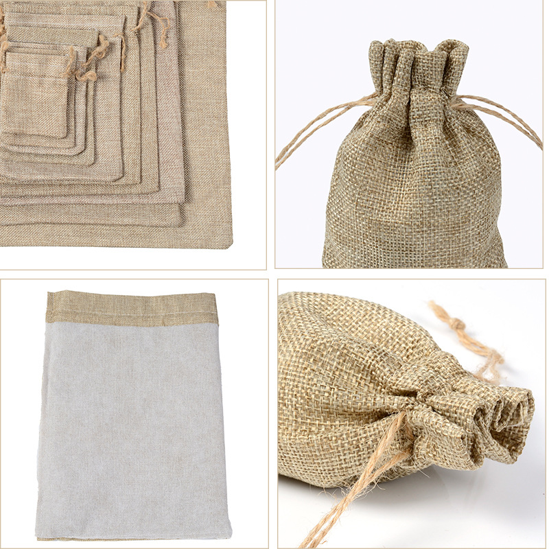 Imitation linen jewelry storage bag linen bundle pocket cotton linen packaging linen bag drawstring bag handmade soap small cloth bag