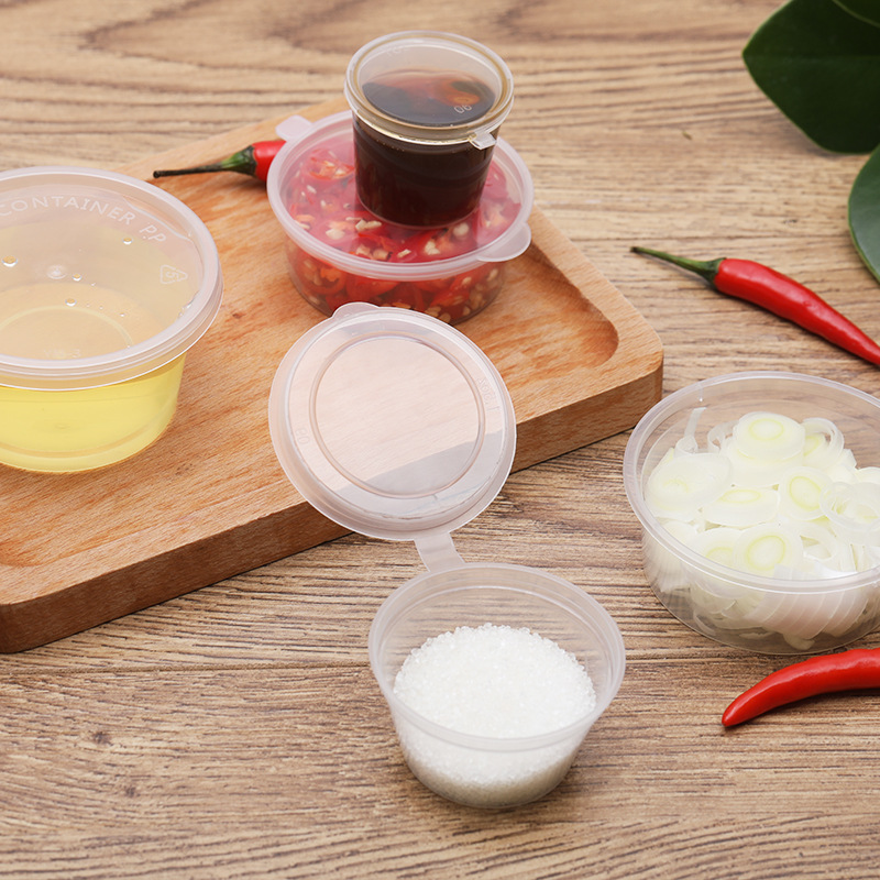 Disposable packing box sauce box conjoined transparent take-out seasoning box with lid chili oil dip thickened sauce cup