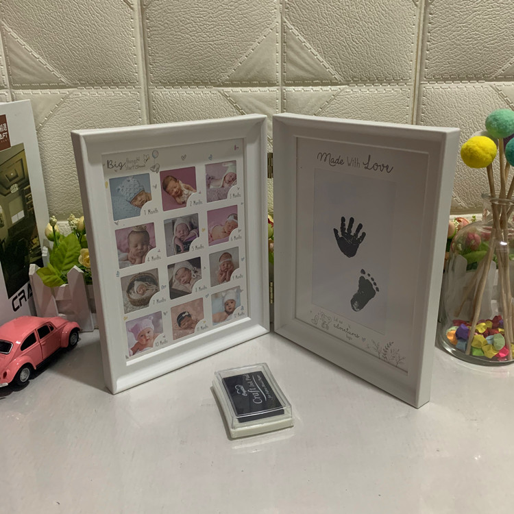 wish AliExpress Book Style Baby One Year Old Children 12 Months Growing Handprint Footprint Photo Frame Wedding Shadow
