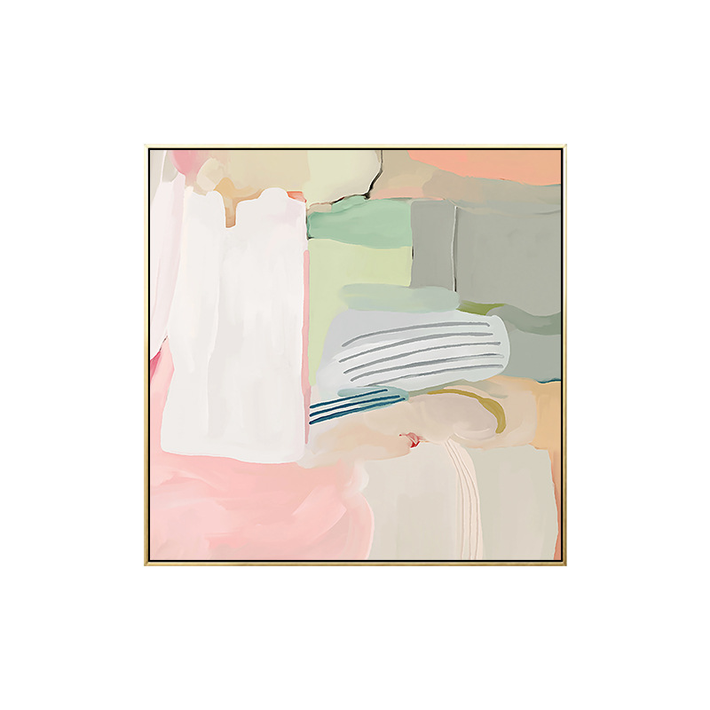 Modern Abstract Decorative Painting Pink Nordic Simple Restaurant Model Room Hanging Painting Square Bedroom Bedside Mural Painting