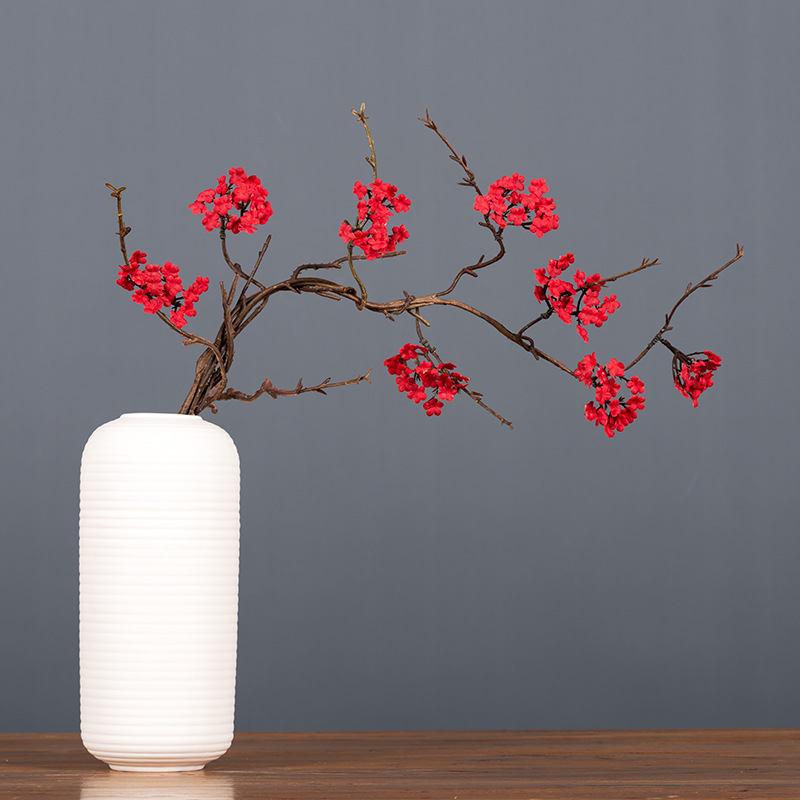 Zen Simulation Cherry Blossom Rattan Branches Home Decoration Realistic Small Floral Dried Branches Tea Room Fake Flower Ornaments Simple Flower Ornaments