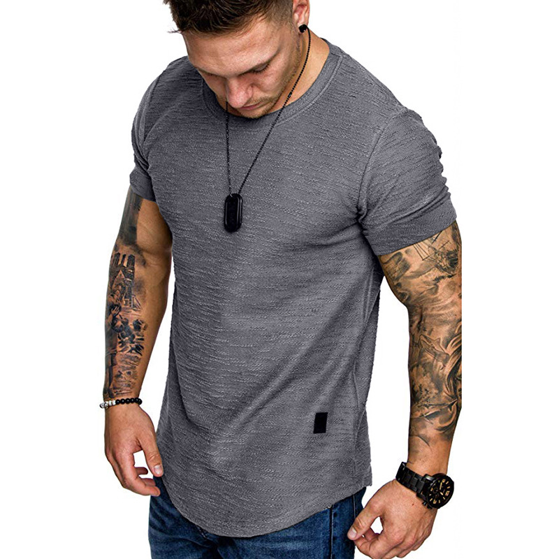 Short-sleeved T-shirt Men's 2023 New Summer Slub Cotton T-shirt Foreign Trade European Size Sports Casual T-shirt Men's Base Top