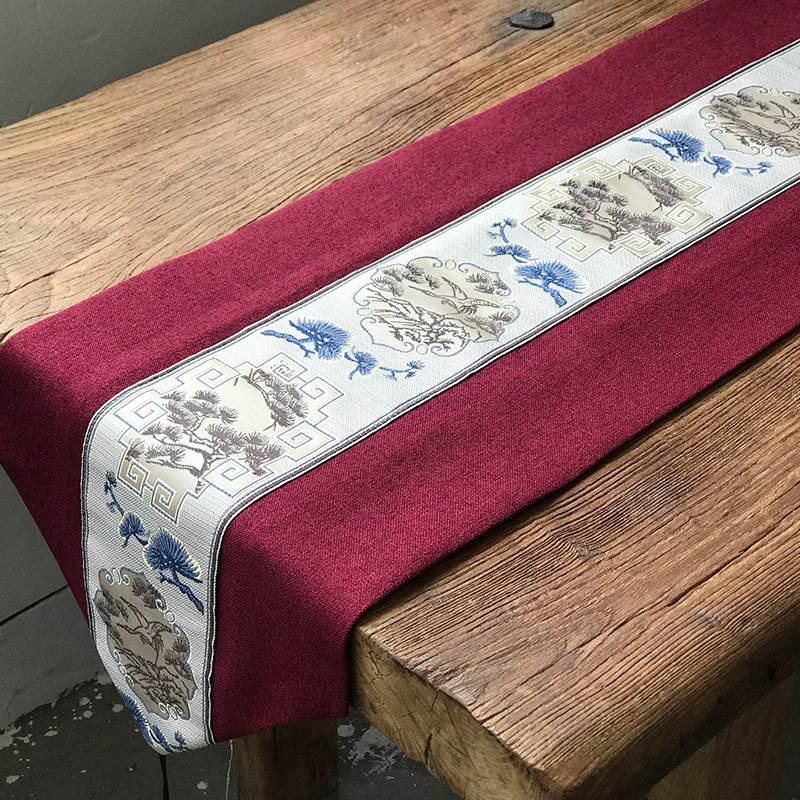 麻布茶席中国風テーブル旗麻布茶巾茶マット乾泡席中国式刺繍茶席茶道部品|undefined