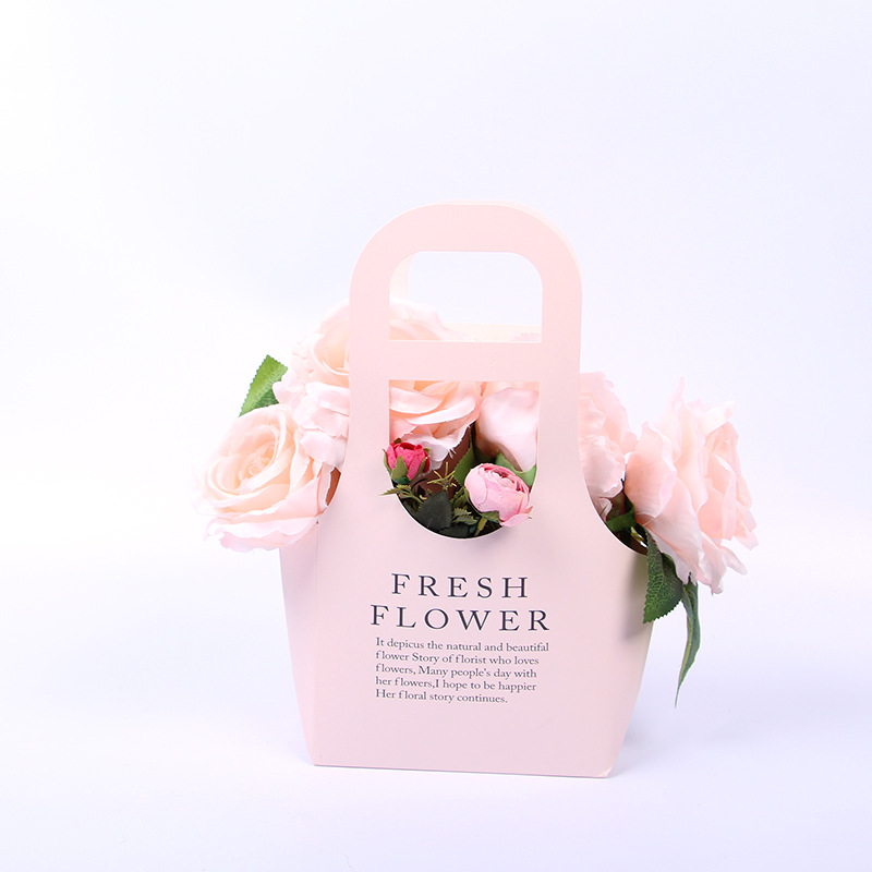 Flower arrangement kraft paper folding portable flower box waterproof flower packaging box Korean style flower basket flower bag