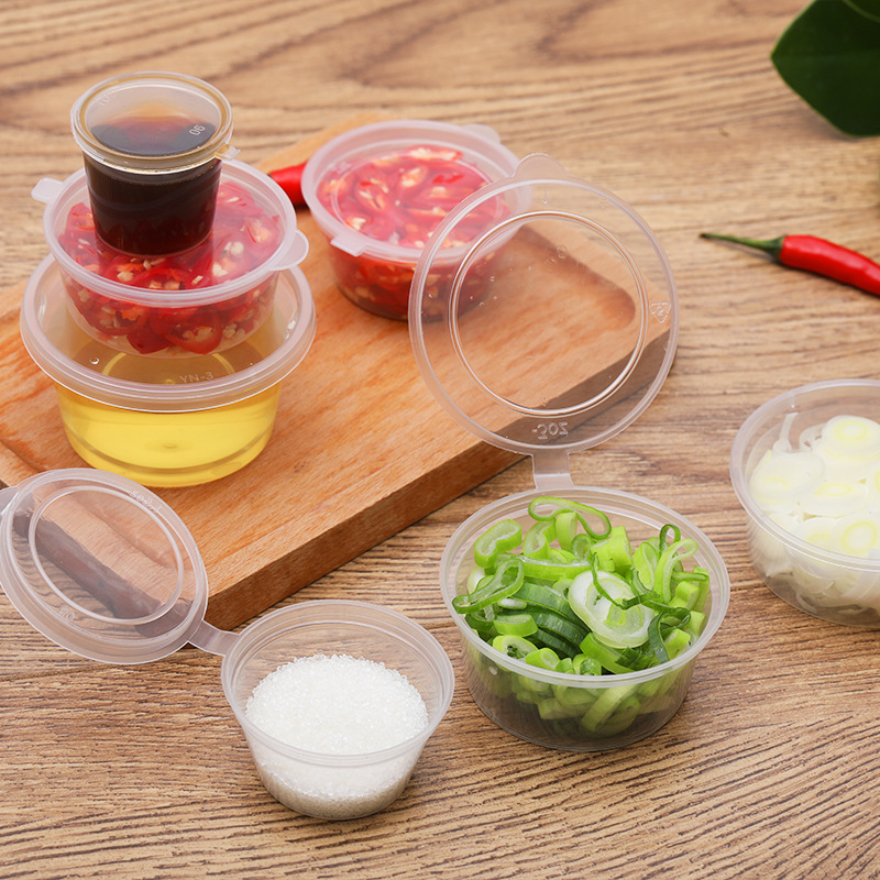 Disposable packing box sauce box conjoined transparent take-out seasoning box with lid chili oil dip thickened sauce cup