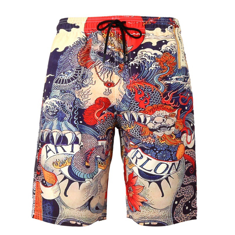 2023 Summer Foreign Trade Cross-border Men's Beach Pants Printed Seaside Sports Shorts European and American Plus Size Explosions