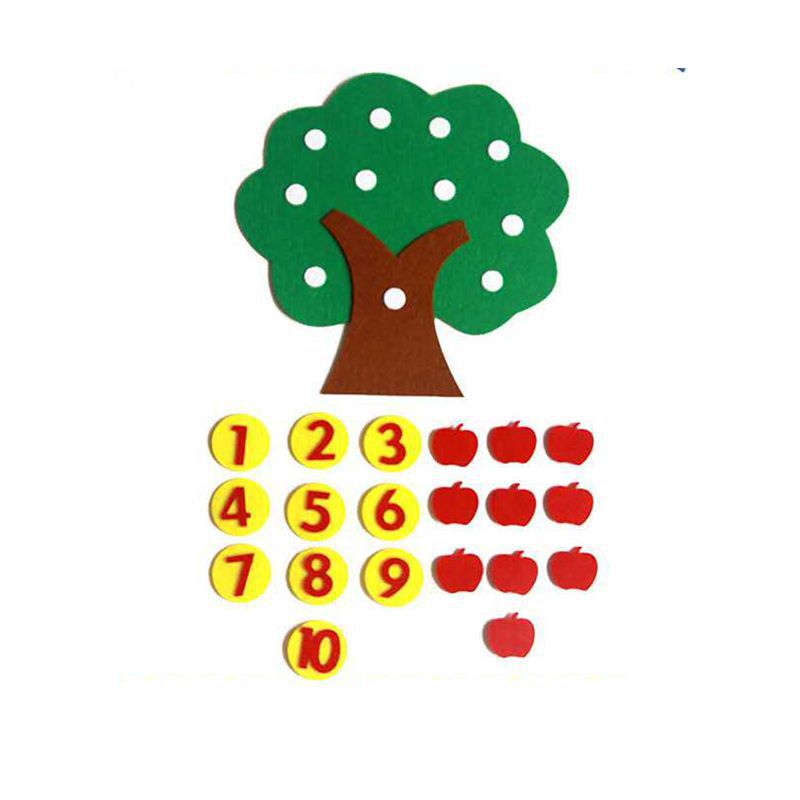 Factory wholesale felt cloth handmade diy early education toys apple tree understanding digital kindergarten teaching utensils brain