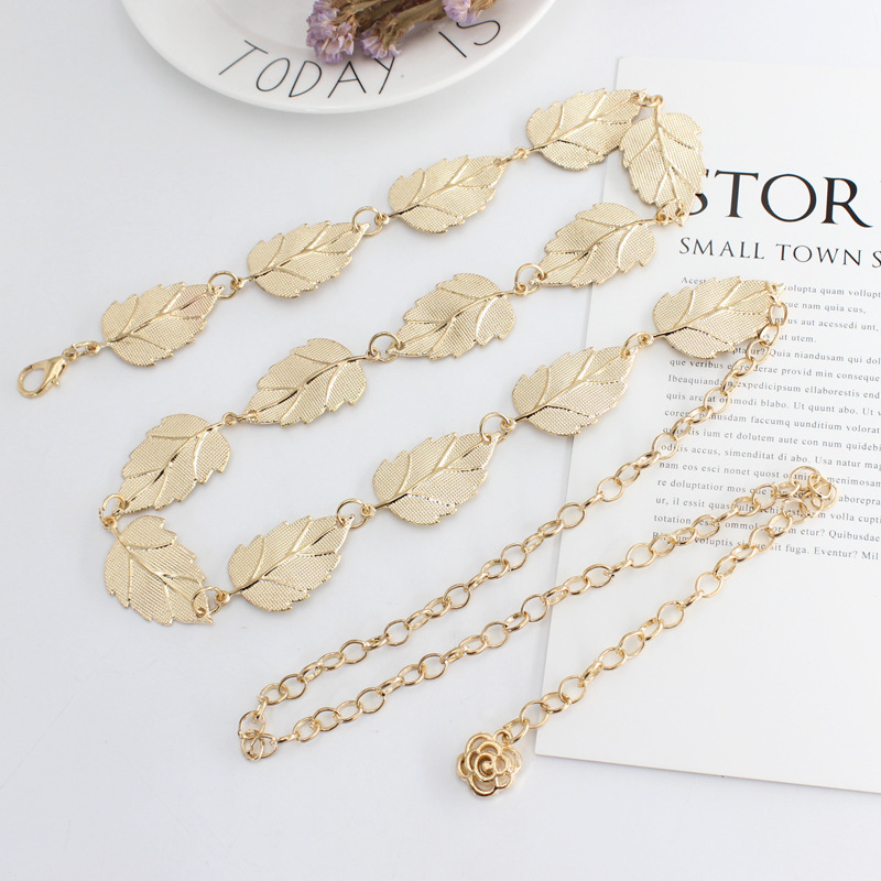 dress waist chain ladies metal leaf hook chain simple decorative thin belt three optional a generation of hair