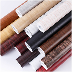 10 m European Style Wood Grain Self-adhesive Wallpaper Striped Dormitory Bedroom Decoration Wallpaper PVC Thickened Waterproof Wallpaper