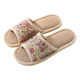 Summer Home Bedroom Thick-soled Floral Linen Slippers for Women and Men Couple Home Non-slip Wear-resistant Household Cloth Slippers