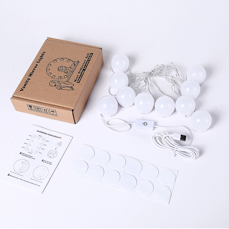 Hollywood makeup bulb mirror three-color dimming mirror lamp desktop fill light string lamp makeup mirror lamp 10 lamp manufacturer