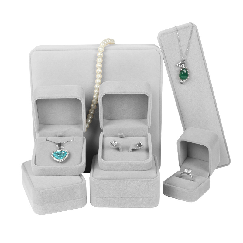 Ins Flannel Ring Box High-end Jewelry Jewelry Box Earrings Pendant Jewelry Packaging Box Necklace Box Bracelet Box