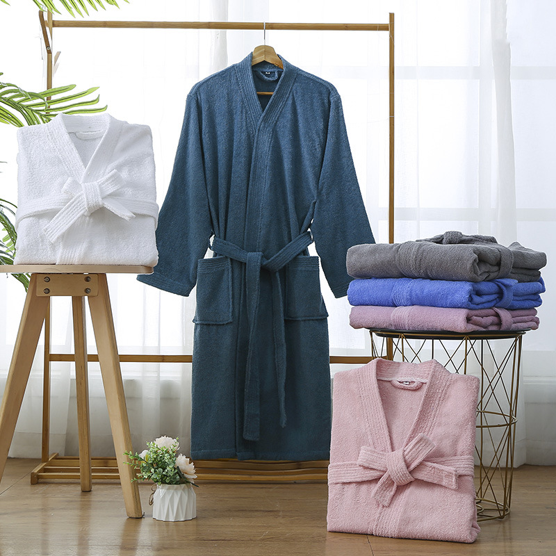 Hotel Cotton Bathrobe Spring and Autumn Towel Material Pajamas Women's Cotton Long Soft Absorbent Quick-drying Bathrobe LOGO