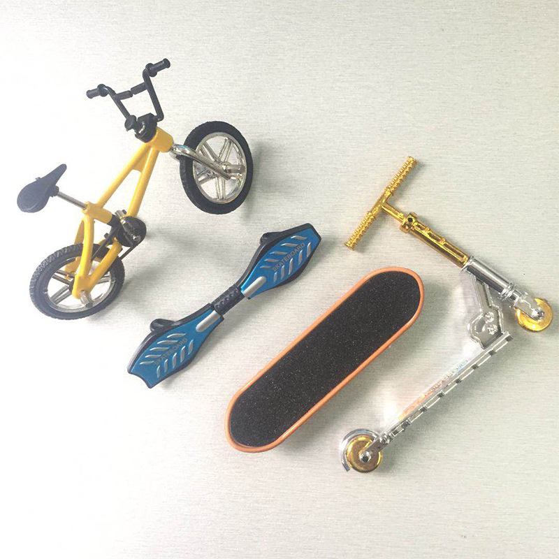 Cross-border toy simulation alloy mini finger bicycle model toy finger skateboard bicycle scooter suit