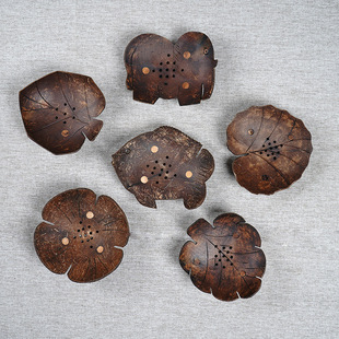 Thailand Creative Soap Rack Drain Soap Box Cartoon Soap Box Southeast Asia Wooden Coconut Shell Cute Soap Plate