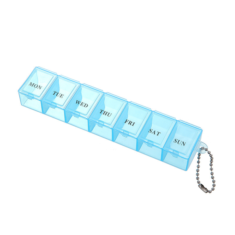 Rectangular transparent seven-cell weekly medicine box portable portable mini moisture-proof seven-day sub-packed medicine box wholesale