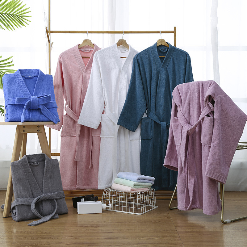 Hotel Cotton Bathrobe Spring and Autumn Towel Material Pajamas Women's Cotton Long Soft Absorbent Quick-drying Bathrobe LOGO