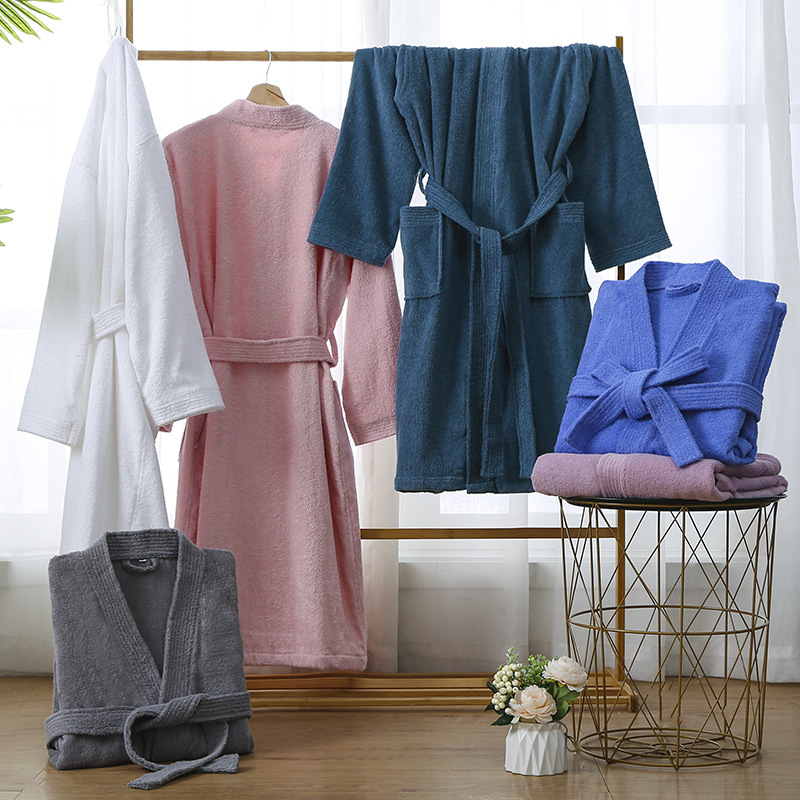 Hotel Cotton Bathrobe Spring and Autumn Towel Material Pajamas Women's Cotton Long Soft Absorbent Quick-drying Bathrobe LOGO