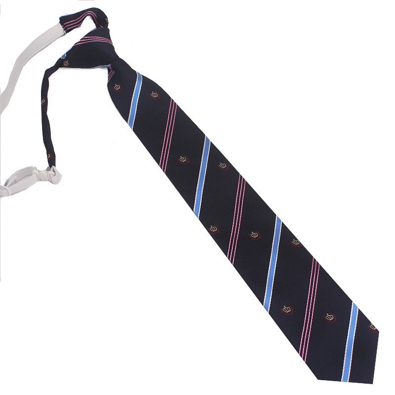 Japanese Crown No Tie Tie Collar Flower jk Tie Bow Red Cyan Golden Stripe Uniform for Female Students College Style