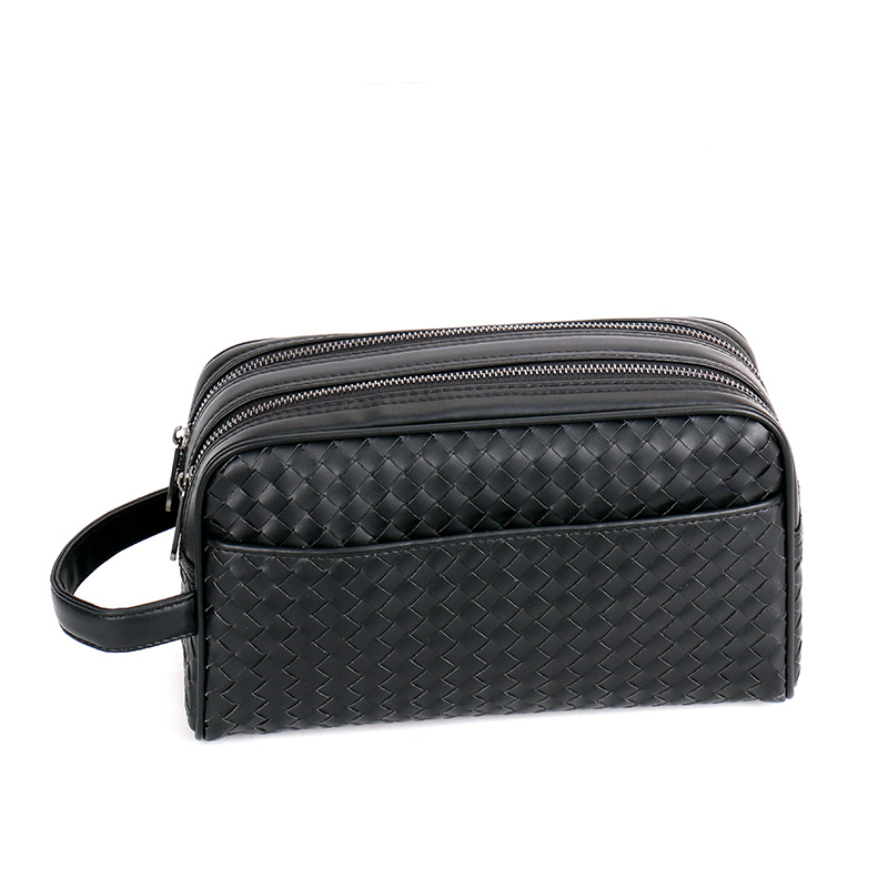 PRIUS Men's Bag 2024 New Men's Clutch Bag Woven Toiletry Bag Double-Layer Zipper Clutch Bag