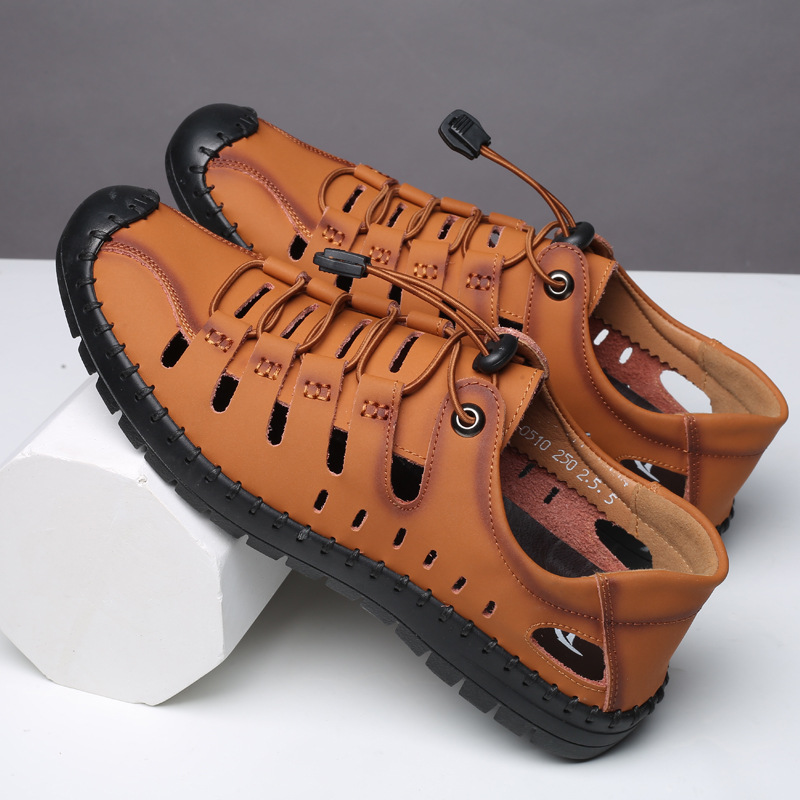 Large size 48 a generation of sandals men's summer Baotou hollow shoes youth outdoor casual shoes soft bottom cowhide 47 yards