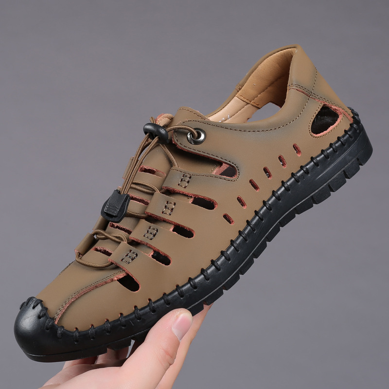 Large size 48 a generation of sandals men's summer Baotou hollow shoes youth outdoor casual shoes soft bottom cowhide 47 yards