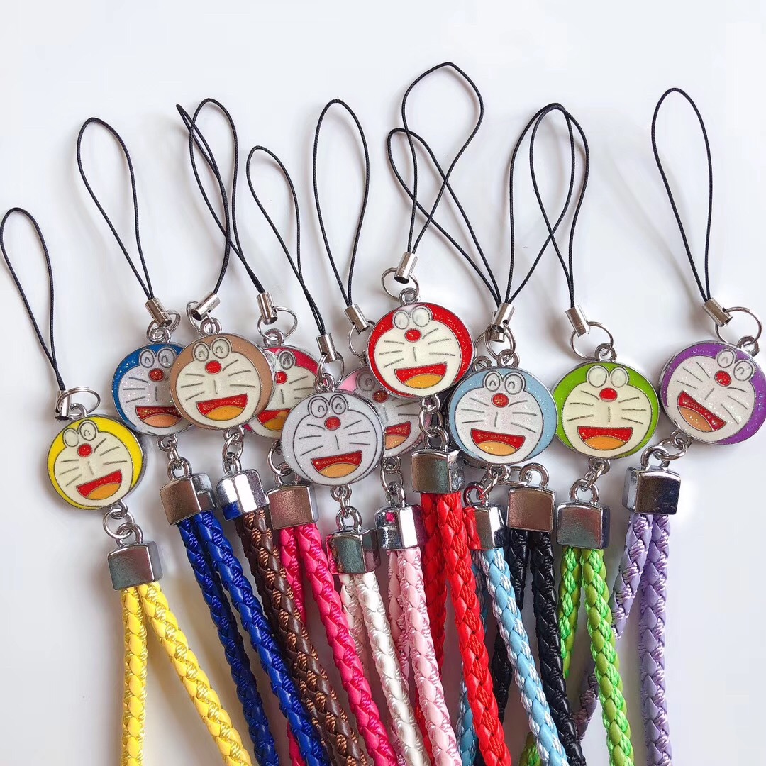 Four-leaf clover plum blossom PU mobile phone lanyard certificate lanyard exhibition wrist lanyard nylon woven mobile phone leather short rope