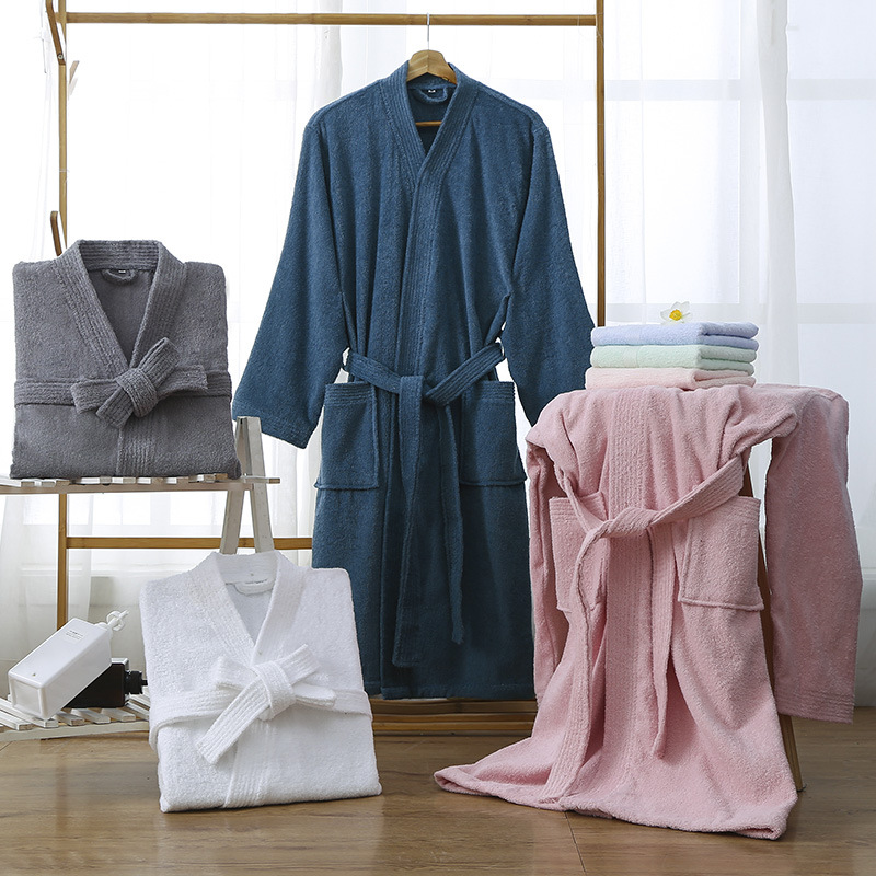 Hotel Cotton Bathrobe Spring and Autumn Towel Material Pajamas Women's Cotton Long Soft Absorbent Quick-drying Bathrobe LOGO