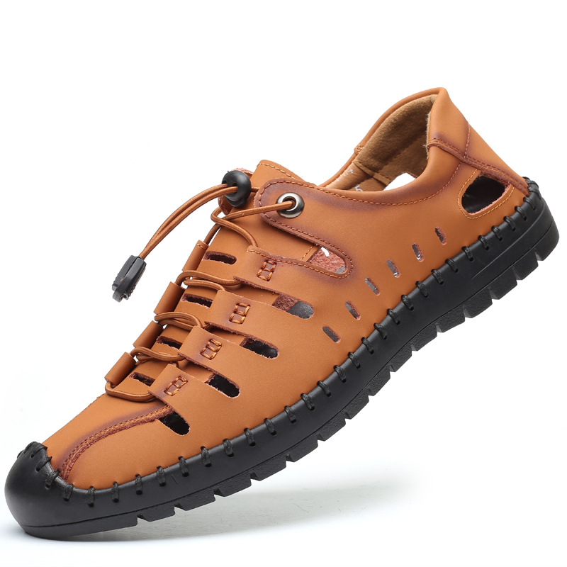 Large size 48 a generation of sandals men's summer Baotou hollow shoes youth outdoor casual shoes soft bottom cowhide 47 yards