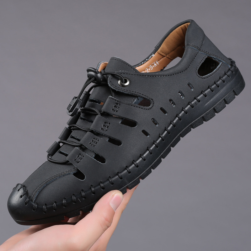 Large size 48 a generation of sandals men's summer Baotou hollow shoes youth outdoor casual shoes soft bottom cowhide 47 yards