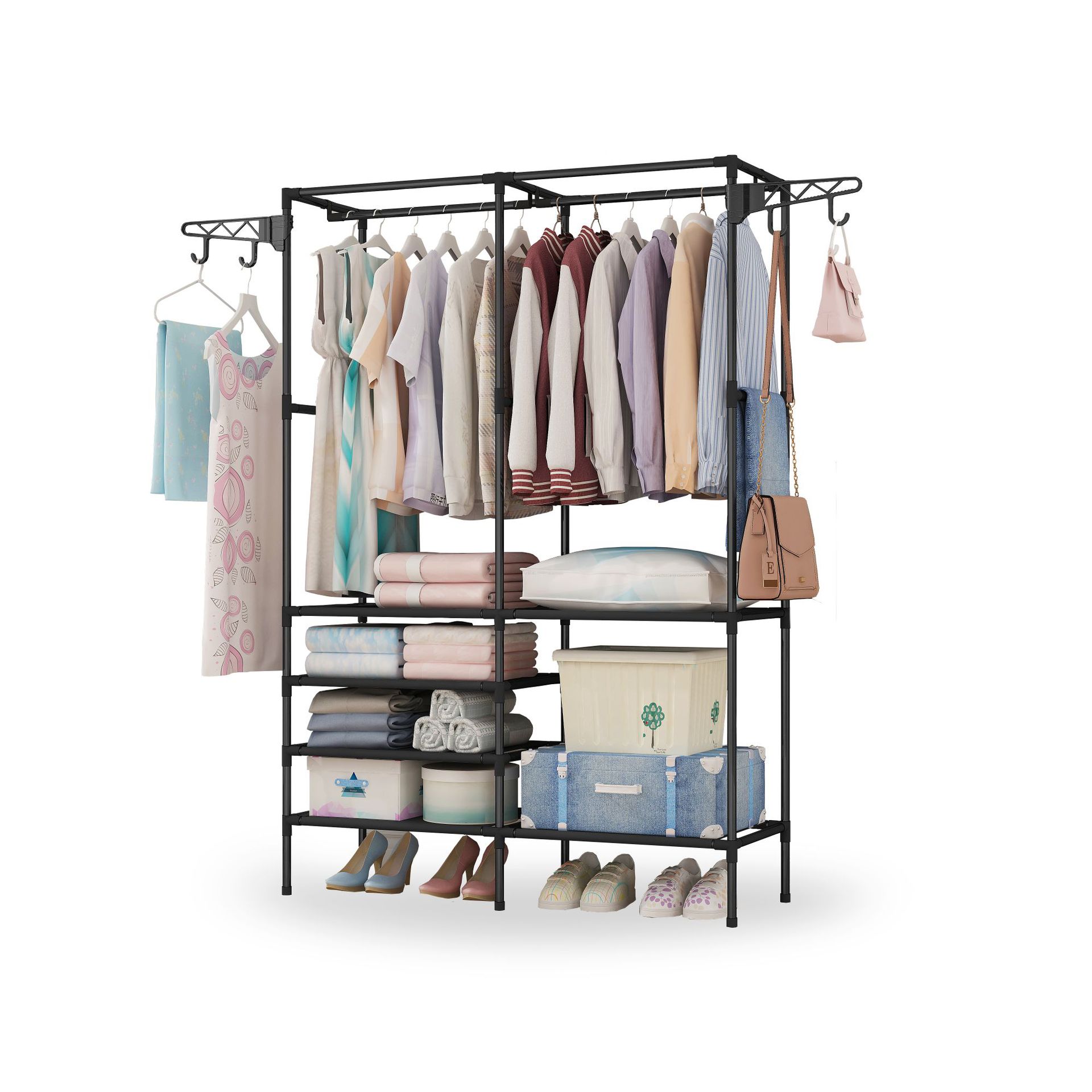 Coat Rack Fashion Simple Simple Clothes Hanger Living Room Wrought Iron Clothes Shelf Floor Hall Storage Bag Rack