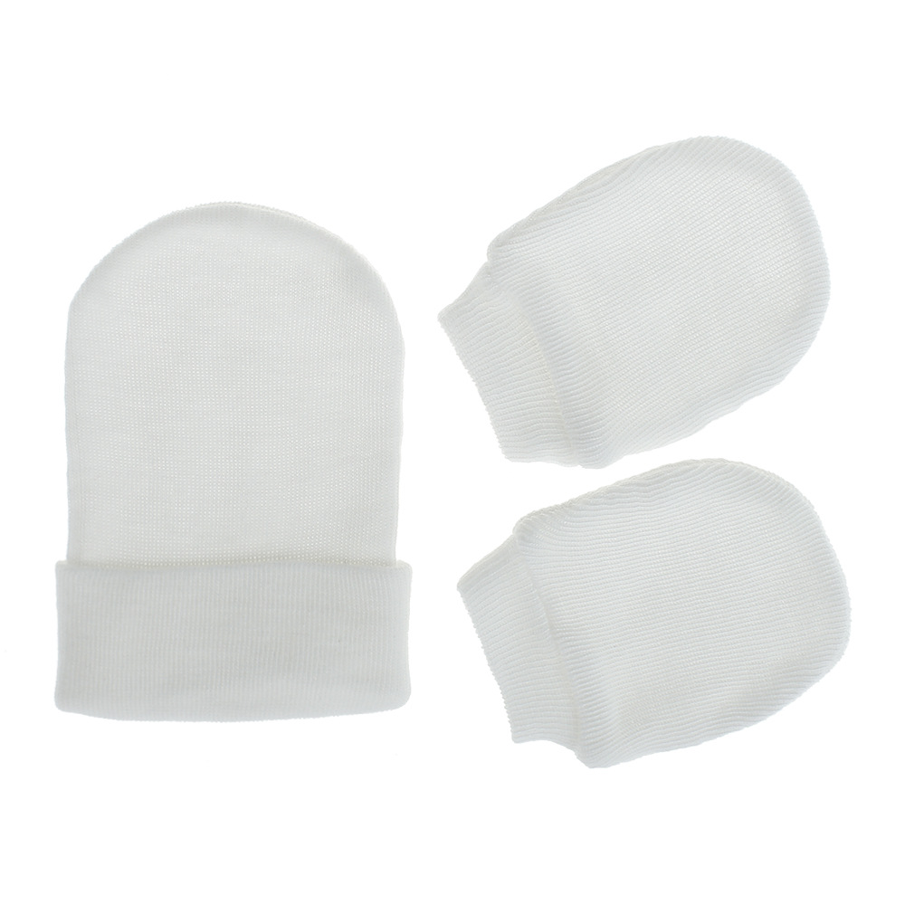Europe and the United States new baby fetal cap newborn 0-March single-layer striped hat gloves two-piece cross-border supply