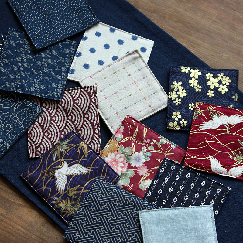 40-color high-grade Chinese-style square cotton and linen jacquard fabric table mat printed brocade and wind tea cup mat heat insulation mat logo