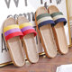 Old three-color men and women couples linen home wood floor summer sandals cotton and linen slippers Four Seasons hemp slippers