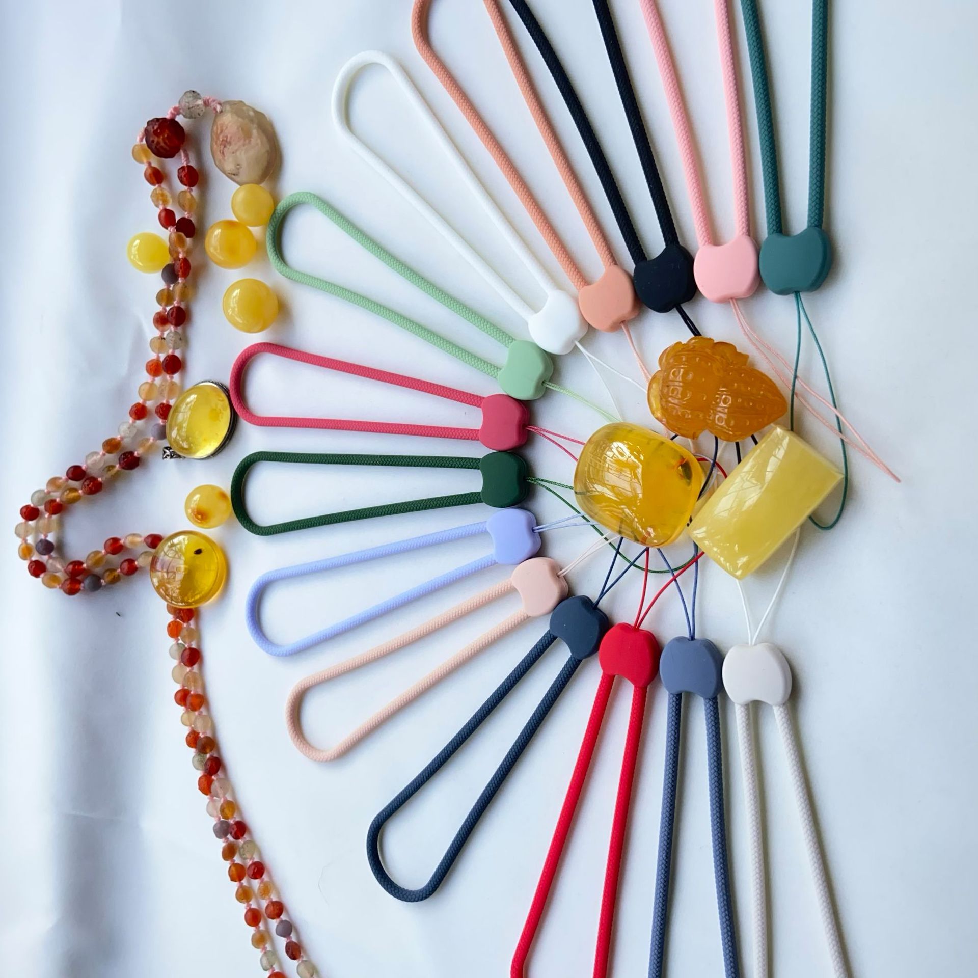 Mobile phone lanyard silicone lanyard liquid lanyard short wristband lanyard anti-loss rope woven stripe non-slip wholesale