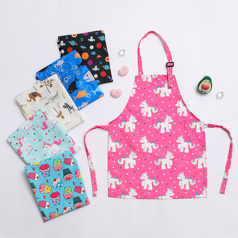 High-end printed apron polyester cotton polyester apron canvas embroidery heat transfer children's apron factory wholesale