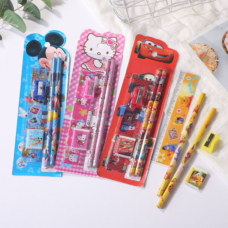 Children's Pencil Stationery Set 5-Piece Set Primary School Students' Learning Supplies Activities Kindergarten Gift Children's Stationery