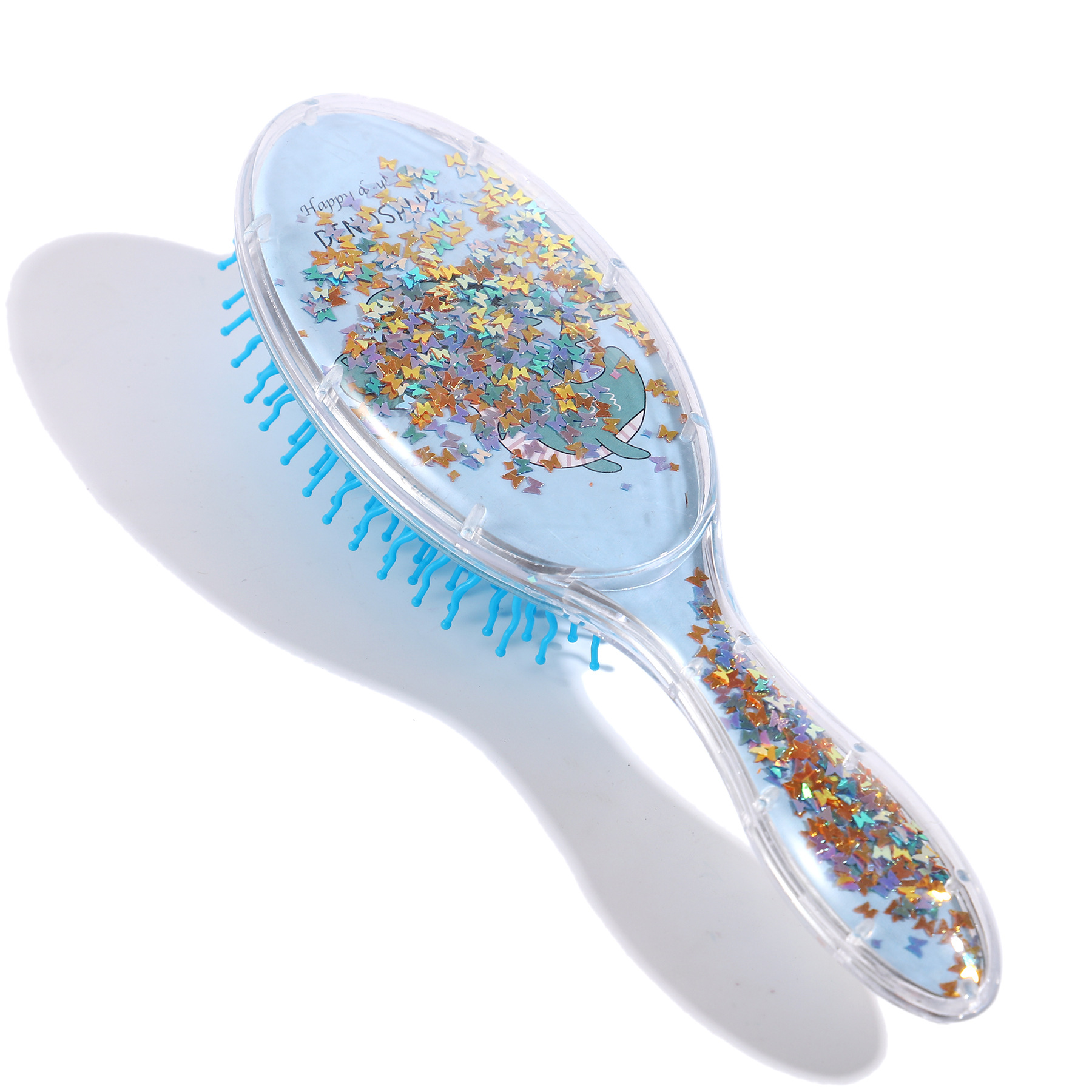 Oval Hair Comb Glitter Sequins Hair Comb Cartoon Animal Head Massage Tool Comb Transparent Airbag Comb