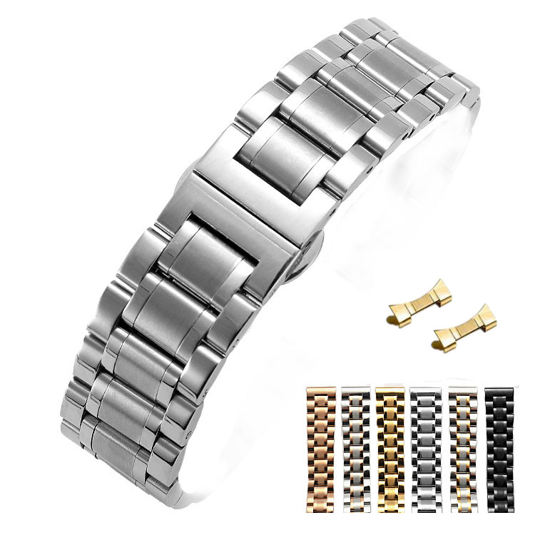 Wholesale in stock 14-22mm all-steel solid five-bead stainless steel strap arc mouth one-piece delivery