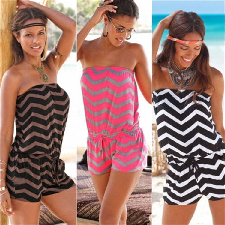 Cross-border 2024wish European and American ebay new summer fashion tube-length shoulder printed jumpsuit clothing spot