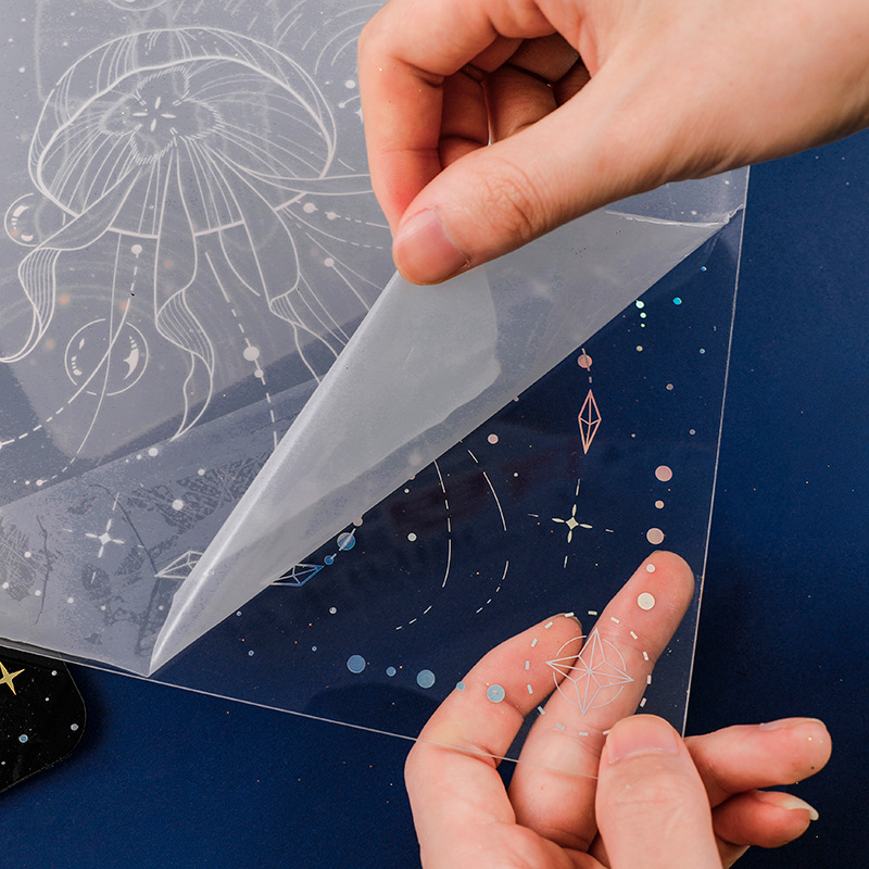 Laser Bronzing High Transparent Acrylic Book Board Clip Dream Realm Hua Series Test Paper Folder Paper Office Supplies