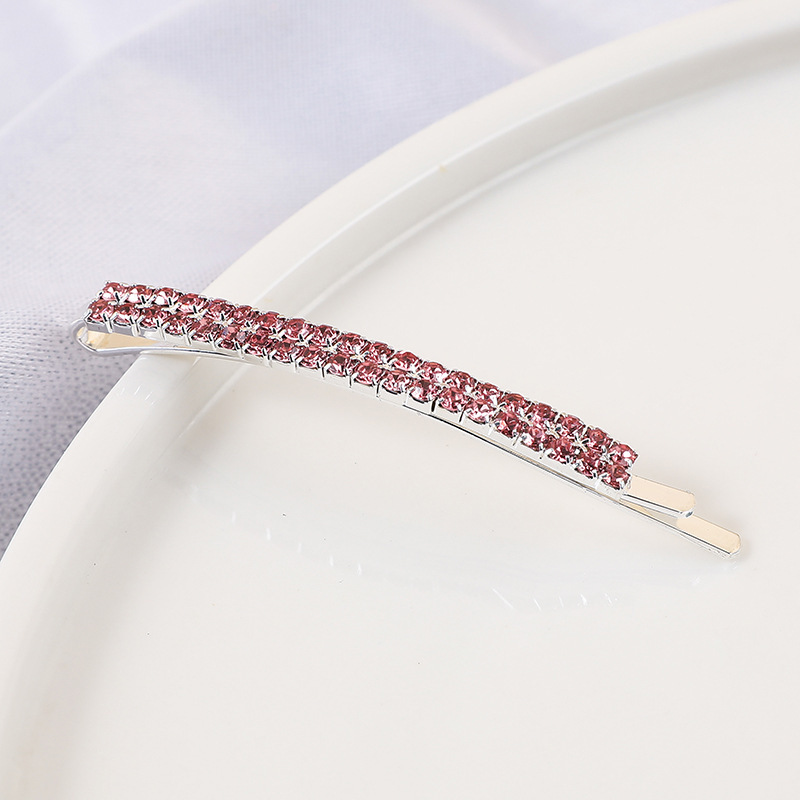 Korean style Internet celebrity double row color hair clip hair accessories female headdress Diamond hairpin girl bangs side clip one-piece delivery