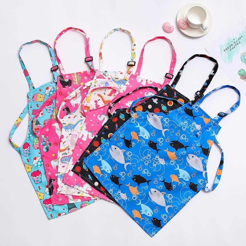 High-end printed apron polyester cotton polyester apron canvas embroidery heat transfer children's apron factory wholesale