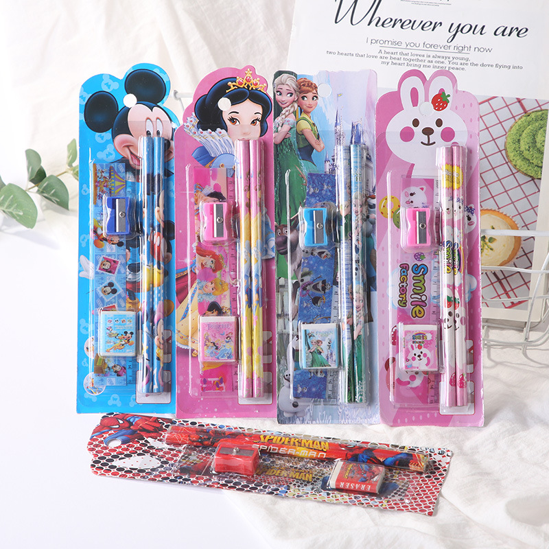 Children's Pencil Stationery Set 5-Piece Set Primary School Students' Learning Supplies Activities Kindergarten Gift Children's Stationery