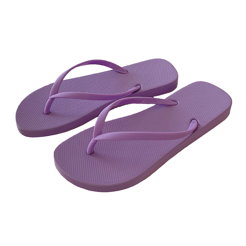 2022 Summer New Korean Style Flat Flip-Flops Women's ins Trendy Couple Simple Solid Color Flip-Flops Summer Beach Slippers