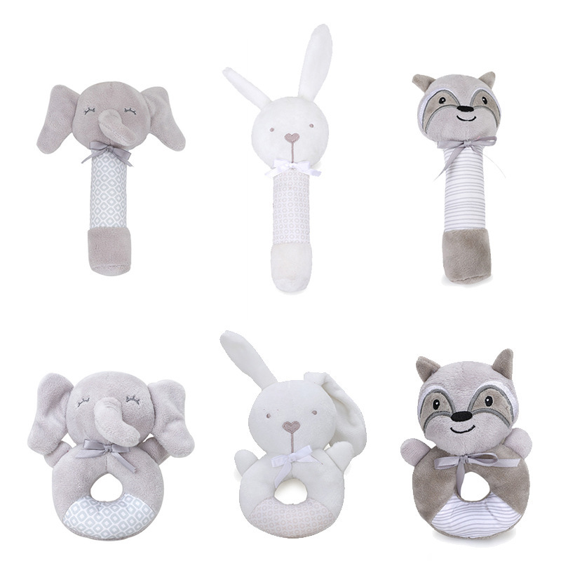 BBSKY baby plush cartoon animal toy rattle hand grip stick baby hand rattle BB stick hand ring rocking stick