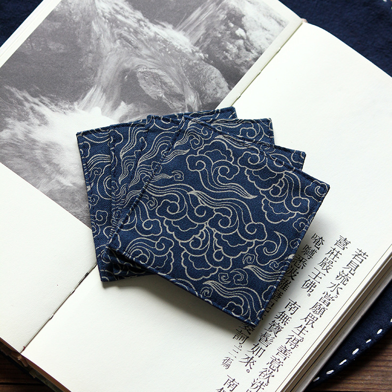 40-color high-grade Chinese-style square cotton and linen jacquard fabric table mat printed brocade and wind tea cup mat heat insulation mat logo